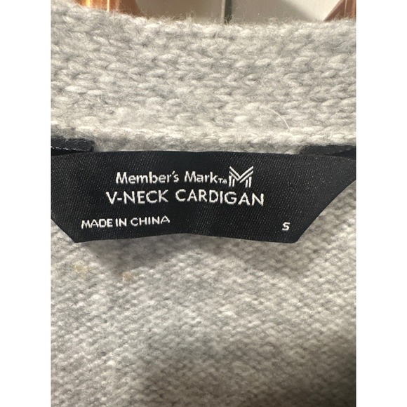 Members Mark V-Neck Cardigan Sweater Light Gray Womens Small Knitwear - Picture 3 of 5